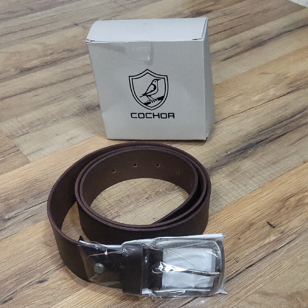 COCHOA Brown Full Grain Harness Cow Leather Belt - 42